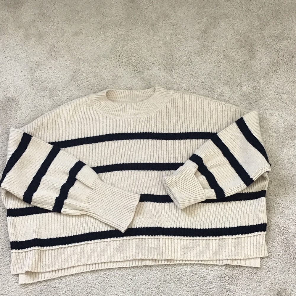 RD Style Cream  Striped Sweater